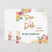 Elegante Bloemendubbelnaam save the date (Voorkant / Achterkant)