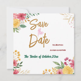 Elegante Bloemendubbelnaam save the date