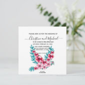 Elegante bloemenduif, Vredesduif bruiloft Kaart (Staand voorkant)