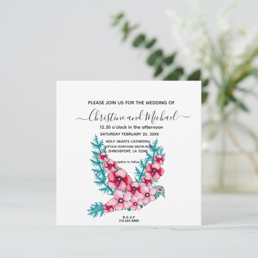 Elegante bloemenduif, Vredesduif bruiloft Kaart (Staand voorkant)