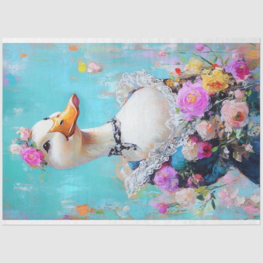 Elegante bloemeneend grillige decoupage tissuepapier (Voorkant)