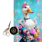 Elegante bloemeneend grillige decoupage tissuepapier