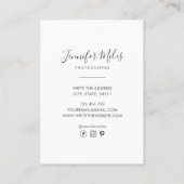 Elegante bloemeneenvoudige minimalistische fotogra visitekaartje (Achterkant)