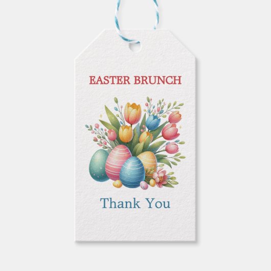 Elegante Bloemenei paasbrunch Cadeaulabel (Voorkant)