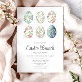 Elegante Bloemeneieren Paasbrunch Kaart