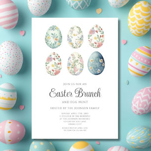 Elegante Bloemenen Easter Brunch Kaart