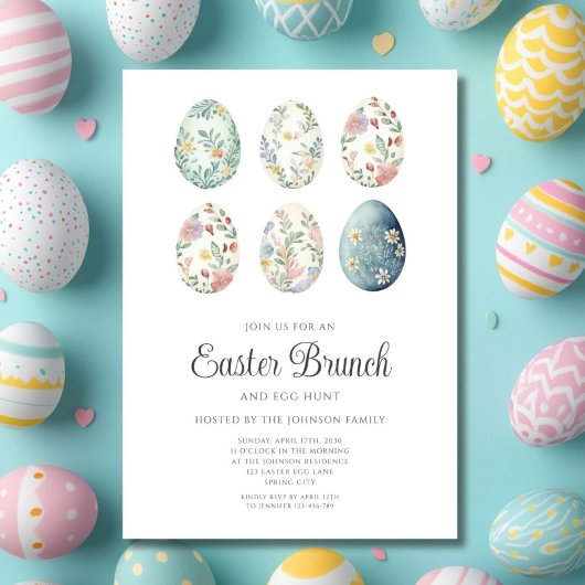 Elegante Bloemenen Easter Brunch Kaart