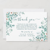 Elegante bloemeneucalyptus begrafenis bedankje kaart (Voorkant)