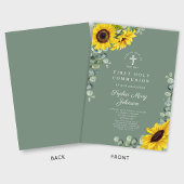 Elegante bloemeneucalyptus eerste communie kaart