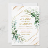 Elegante bloemeneucalyptus laat groen bruiloft kaart (Voorkant)