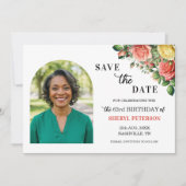 Elegante bloemenfoto 63e verjaardagsfeest save the date (Voorkant)