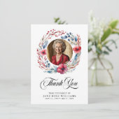 Elegante bloemenfoto begrafenis bedankkaart (Staand voorkant)