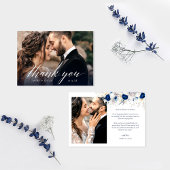 Elegante bloemenfoto bruiloft bedankkaart kaart