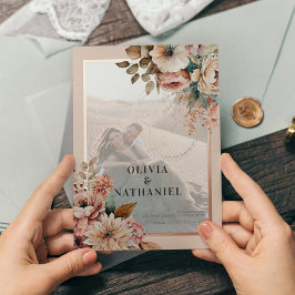 Elegante Bloemenfoto Bruiloft Save the Date Folie Uitnodiging