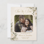 Elegante Bloemenfoto Save the Date (Voorkant)