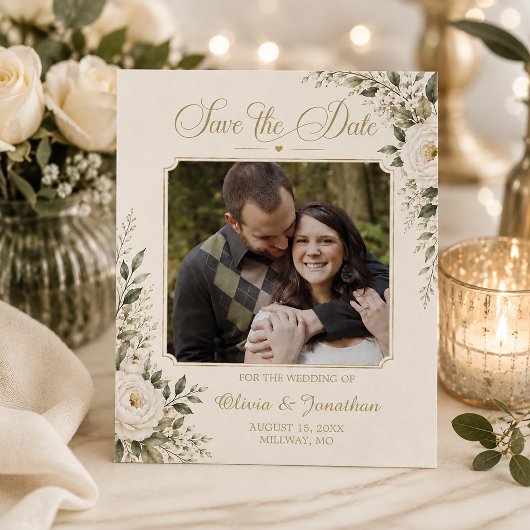 Elegante Bloemenfoto Save the Date