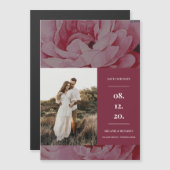 Elegante bloemenfoto Sla de datum op Magnetische Uitnodiging (Voorkant / Achterkant)