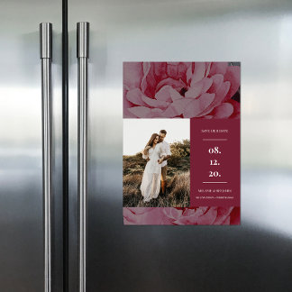Elegante bloemenfoto Sla de datum op Magnetische Uitnodiging