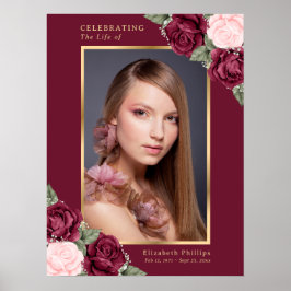 Elegante bloemenfoto viering van het leven bord poster