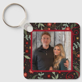 Elegante bloemenfotonamen Inspirivity Sleutelhanger