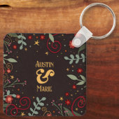 Elegante bloemenfotonamen Inspirivity Sleutelhanger (Achterkant)