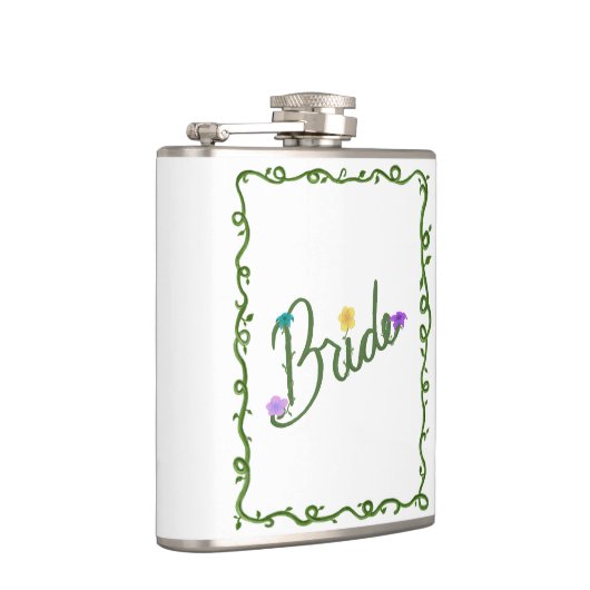 Elegante Bloemenge Wijnstok Bruid  Heupfles (Rechts)