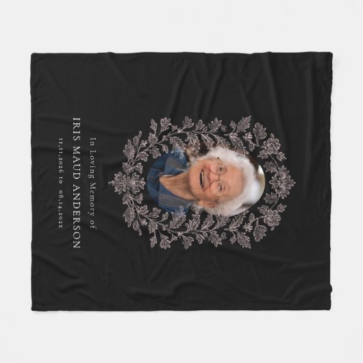 Elegante bloemengedenkfoto in liefdevolle herinner fleece deken (Voorkant (Horizontaal))