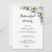 Elegante bloemengele blauwe witte bruiloft repetit kaart (Voorkant)