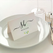 Elegante bloemengele witte blauwe bruiloft plaatskaartje