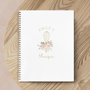 Elegante Bloemengestileerde Garde Met Naam Recept Notitieboek