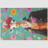 Elegante Bloemengiraffe Decoupage Tissuepapier (Voorkant)