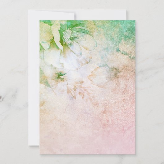 *~* Elegante bloemenglitter Blauwgroen roze Vrijge Kaart (Achterkant)