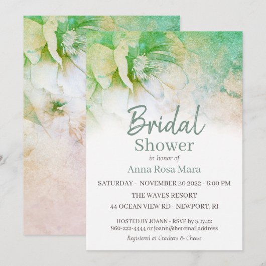 *~* Elegante bloemenglitter Blauwgroen roze Vrijge Kaart (Voorkant / Achterkant)