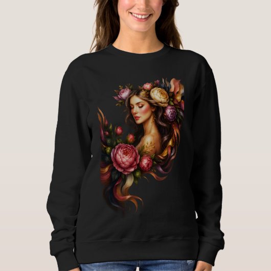 Elegante bloemengodin-kunst trui (Voorkant)
