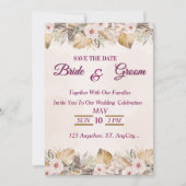 Elegante Bloemengoud Bruiloft  Kaart (Voorkant)