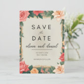 Elegante bloemengrens Save the Date-kaart Save The Date (Staand voorkant)