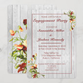 Elegante Bloemengrens Verlovingsfeest Kaart (Voorkant / Achterkant)