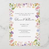 Elegante bloemengroen bruiloft Save the Date Folie Uitnodiging (Voorkant)