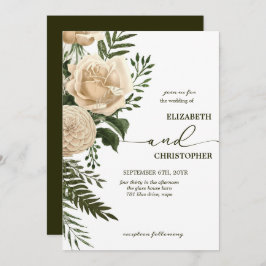 Elegante Bloemengroen en Cream Bouquets bruiloft Kaart