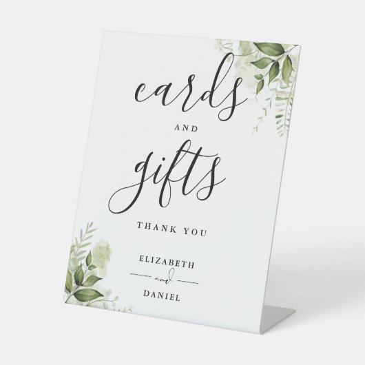 Elegante bloemengroen Kaarten en geschenken Reclamebord Met Voetstuk (Voorkant)