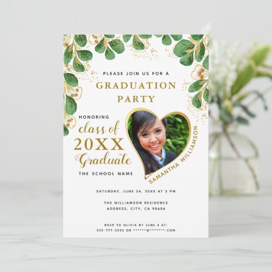 Elegante Bloemengroen Klasse van 2025 Afstuderen Kaart (Staand voorkant)