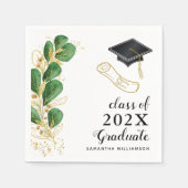 Elegante Bloemengroen Klasse van 2025 Afstuderen Servet (Voorkant)
