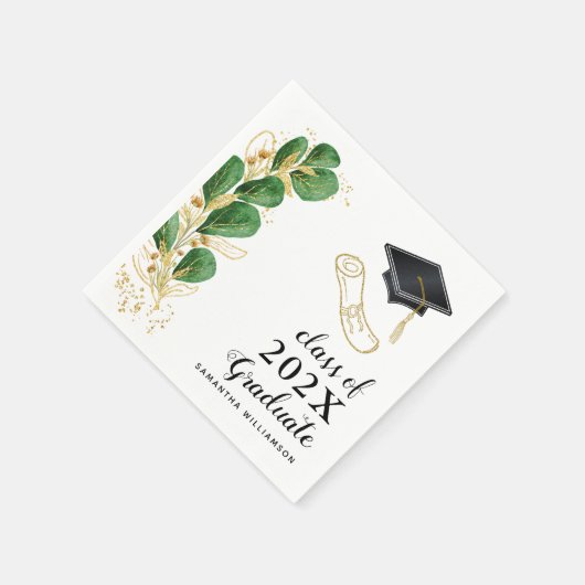 Elegante Bloemengroen Klasse van 2025 Afstuderen Servet (Hoek)