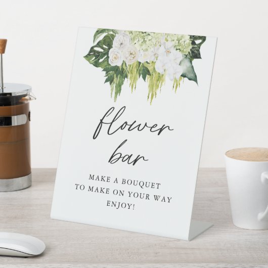 Elegante Bloemengroene Bar Reclamebord Met Voetstuk (Insitu)