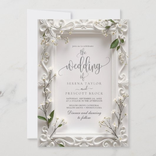 Elegante  bloemengroene bladeren bruiloft kaart (Voorkant)