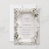 Elegante  bloemengroene bladeren bruiloft RSVP kaartje (Voorkant)