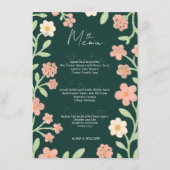 Elegante Bloemengroene Roze Rand Minimaal  Menu (Voorkant)