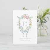 Elegante bloemengroet krans monogram tafelnummer (Staand voorkant)