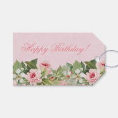 Elegante bloemenHappy Birthday cadeau label w / bl Cadeaulabel (Voorkant (Horizontaal))