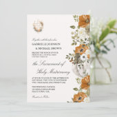 Elegante bloemenheldere Oranje nuptiale massabruil Kaart (Staand voorkant)